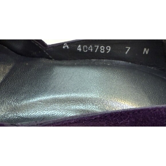 Stuart Weitzman Purple Suede Peep Toe Heels Size 7N Platform Pumps - Picture 6 of 7